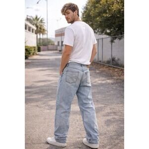 Levis Premium 568 Jeans Mens 31x32 Light Wash Straight Fit Denim Big E